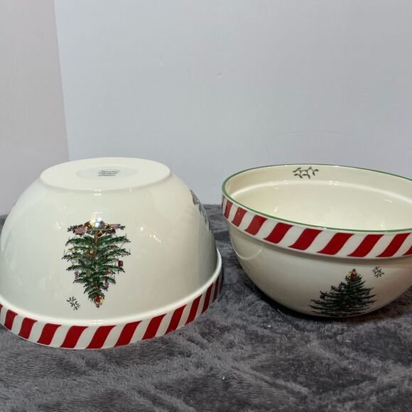 Spode Christmas Tree Peppermint Nesting Bowls set of 2 - Picture 4 of 10